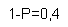 Text Box: 1-P=0,4